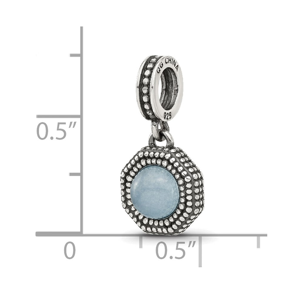 Sterling Silver Reflections Antiqued Blue Chalcedony Dangle Bead