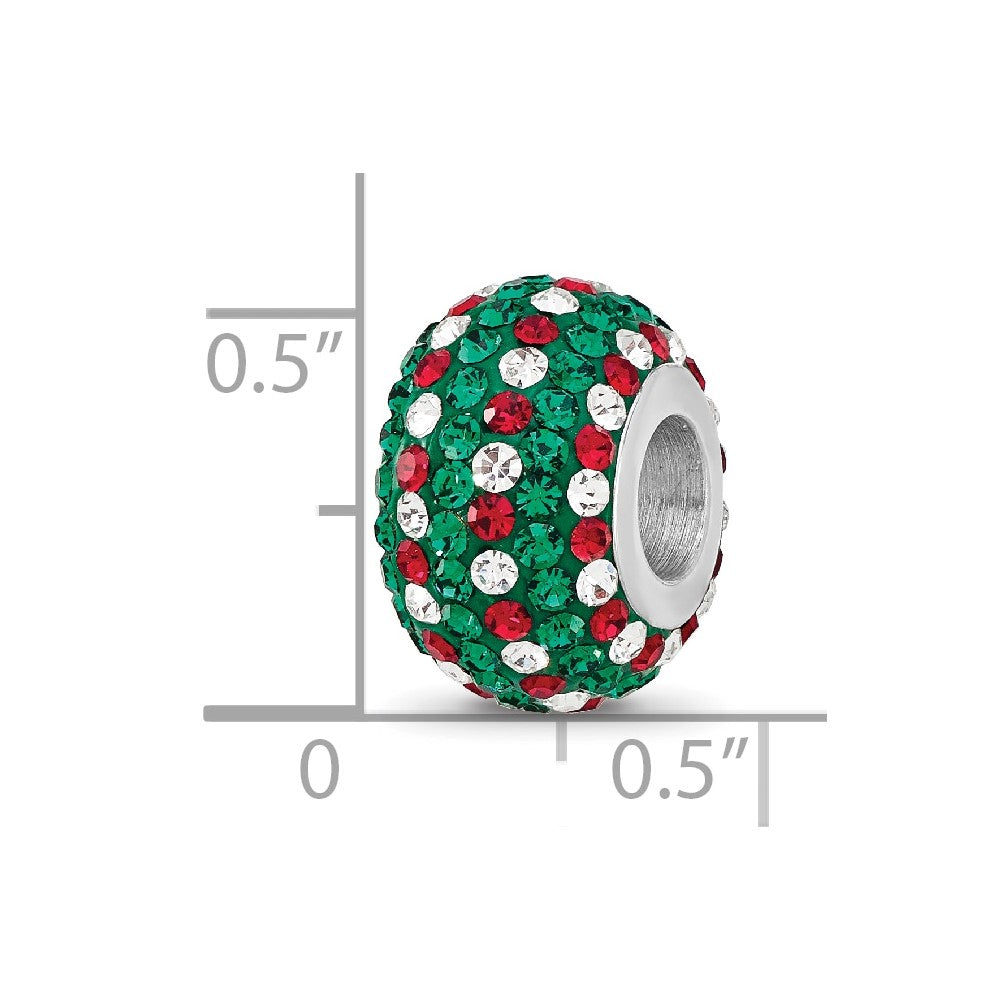 Sterling Silver Reflections RH-plated Red/Green/White Preciosa Crystal Bead