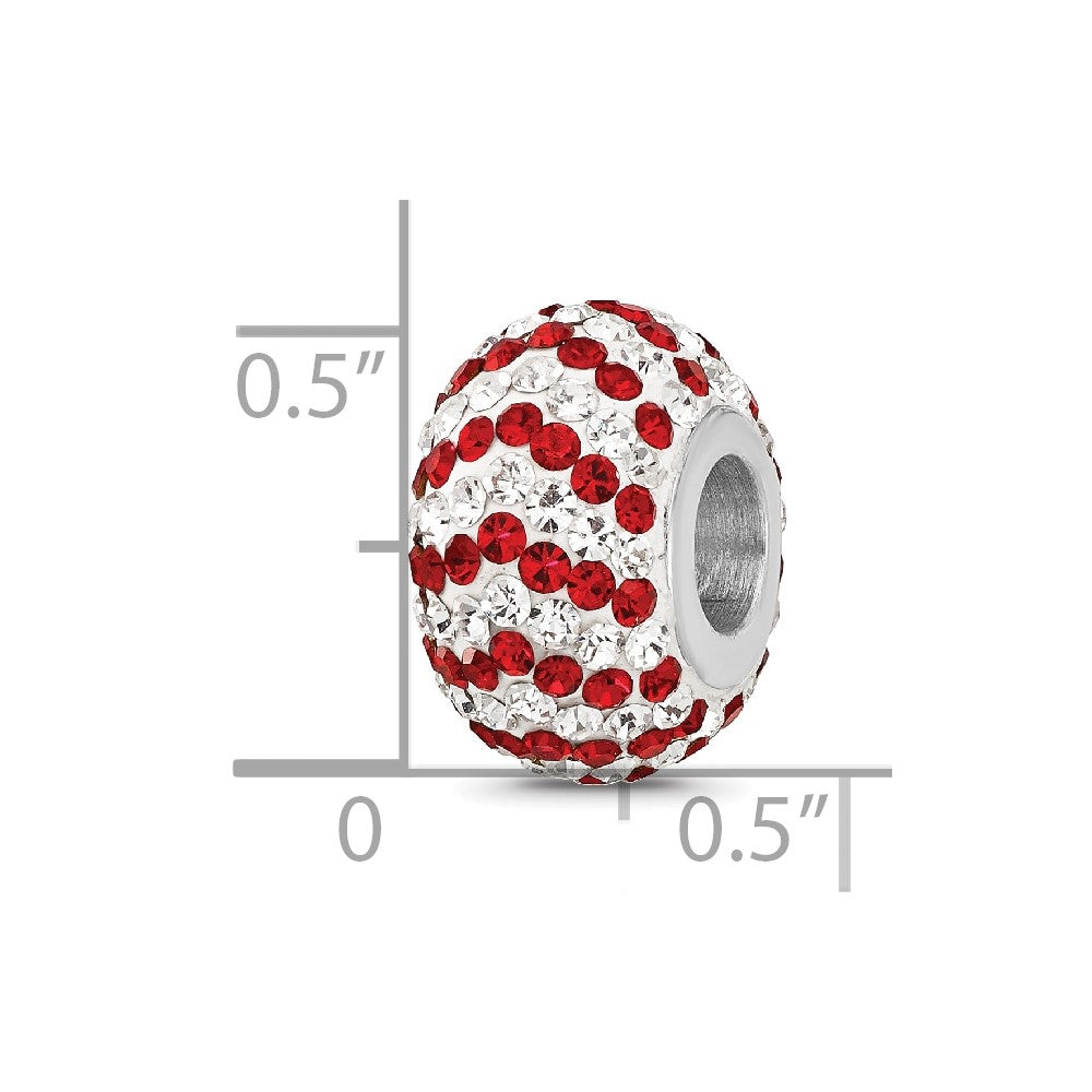 Sterling Silver Reflections RH-plated Red/White Preciosa Crystal Bead