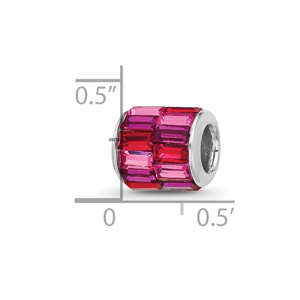 Sterling Silver Reflections RH-plated Pink/Red Preciosa Crystal Bead