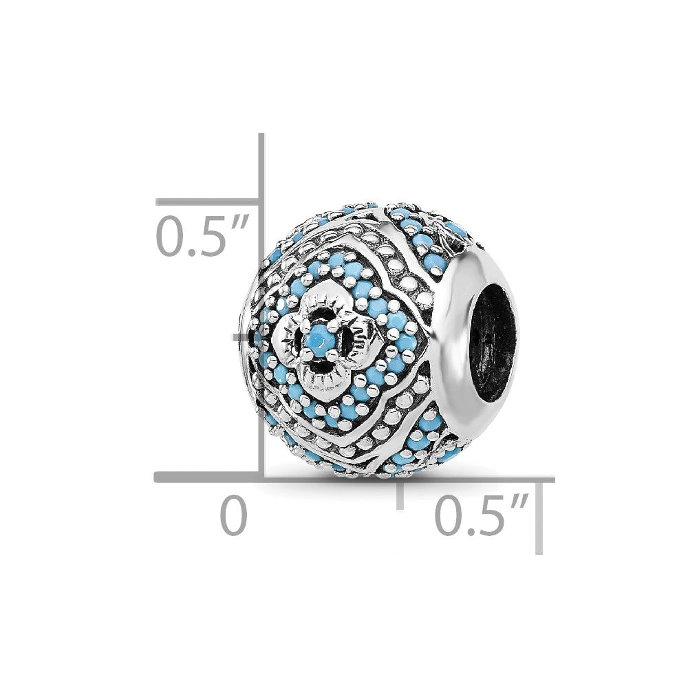 Sterling Silver Reflections Rhodium-plated Blue Nano Crystal Bead