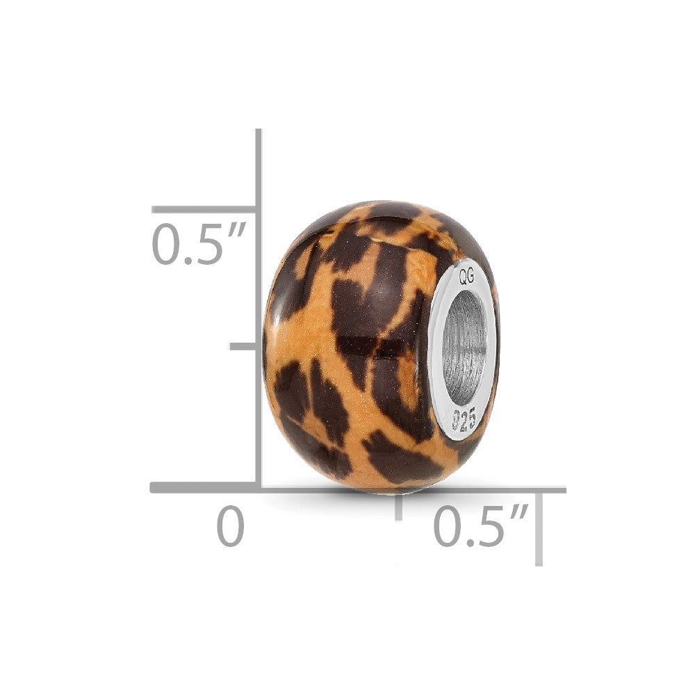 Sterling Silver Reflections Rhodium-plated Leopard Foil Enamel Overlay Bead
