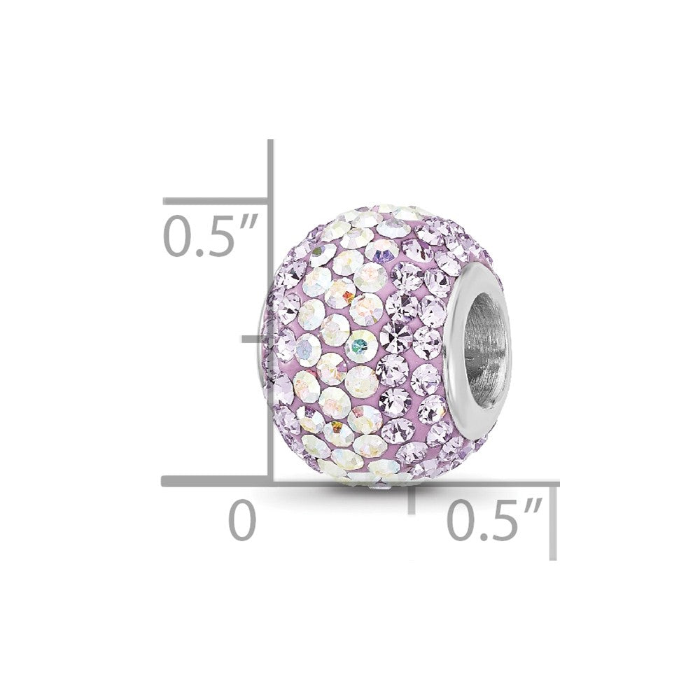 Sterling Silver Reflections RH-plated Purple/Iridecent Preciosa Crystal Bea
