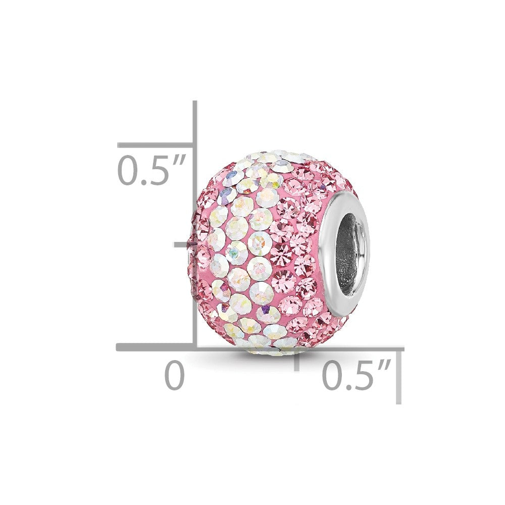 Sterling Silver Reflections RH-plated Pink/Iridecent Preciosa Crystal Bead