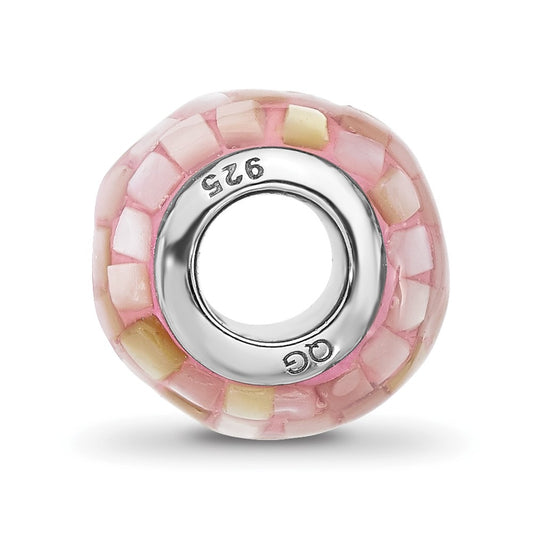 Sterling Silver Reflections Rhodium-plated Pink Mother Of Pearl Bead