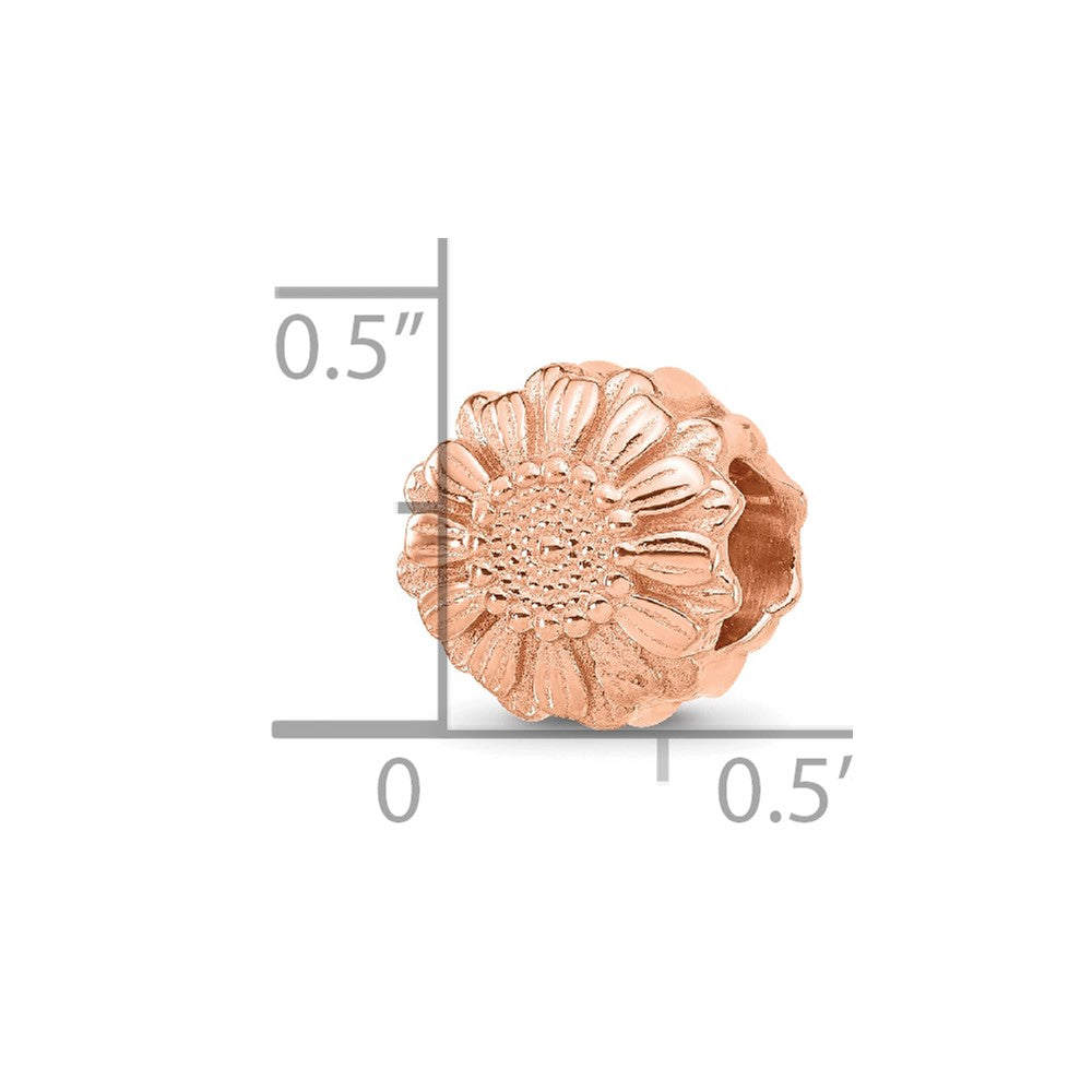 Sterling Silver Reflections Rose Gold-plated Floral Daisy Bead