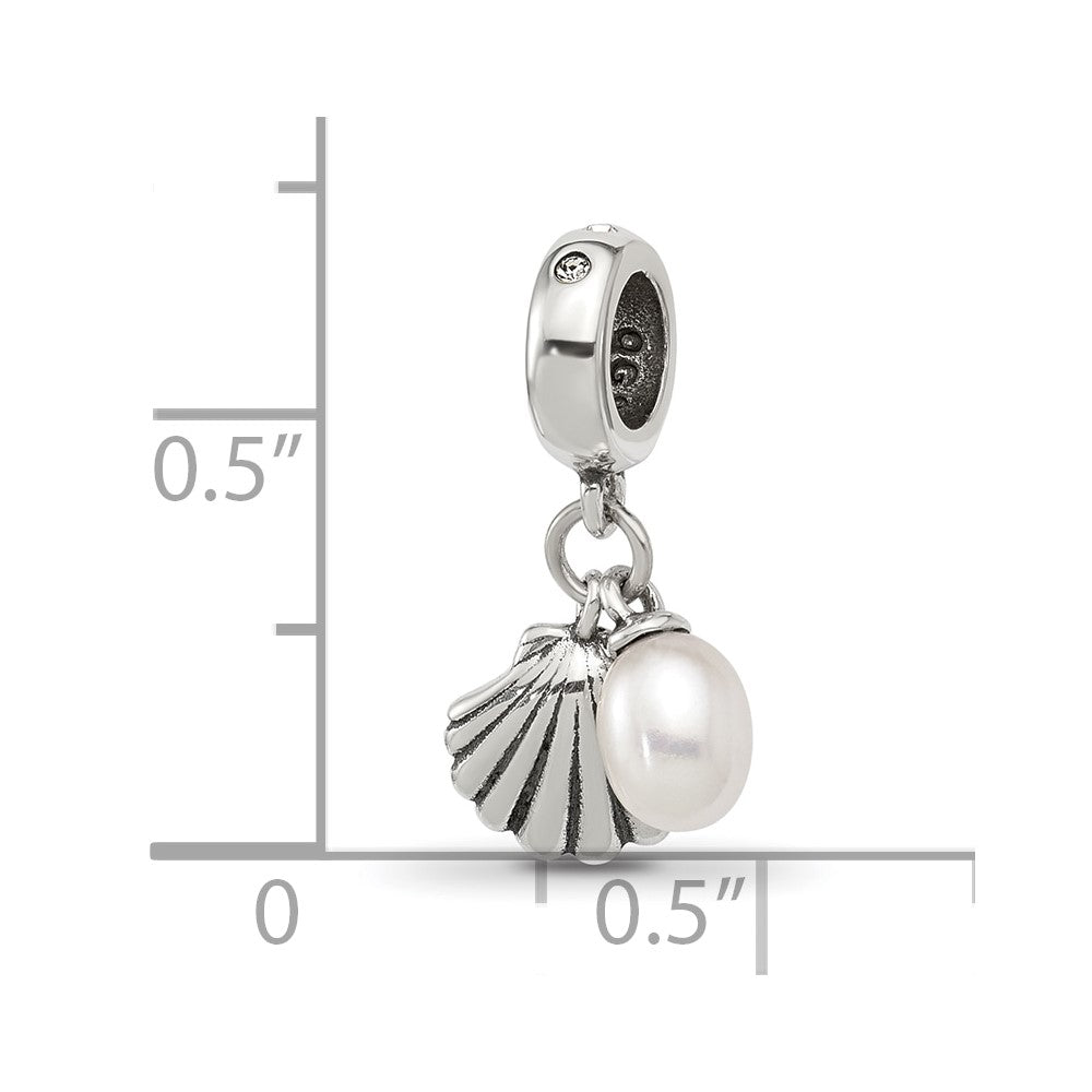 Sterling Silver Reflections Shell & Freshwater Pearl Dangle Bead