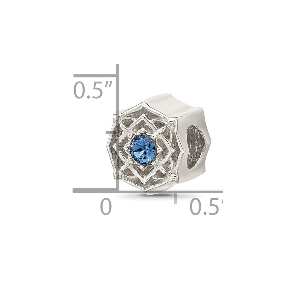 Sterling Silver Brushed And Polished Blue Bead