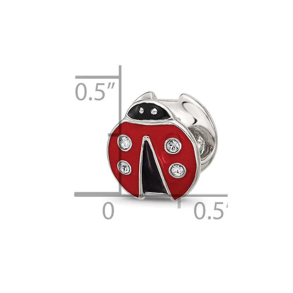 Sterling Silver Reflections Enamel Lady Bug With Crystal Bead