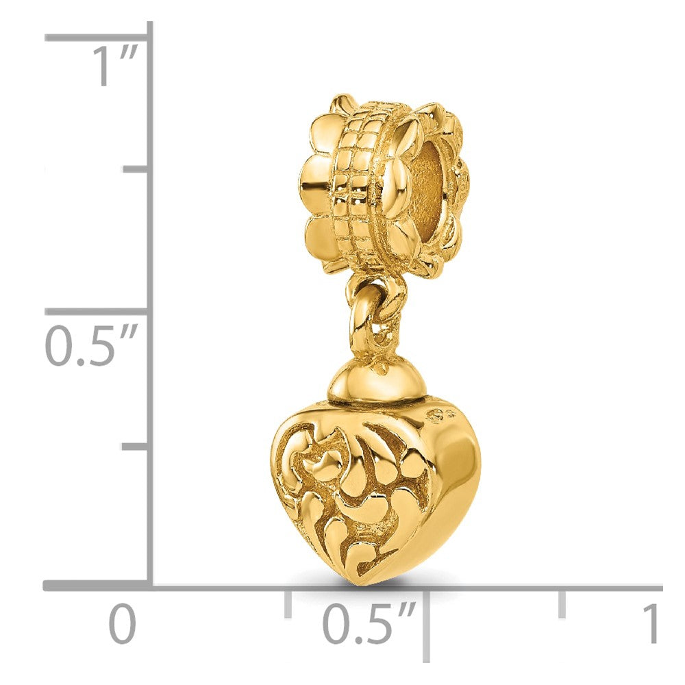 Sterling Silver Reflections Gold-plated Heart Ash Holder Dangle Bead