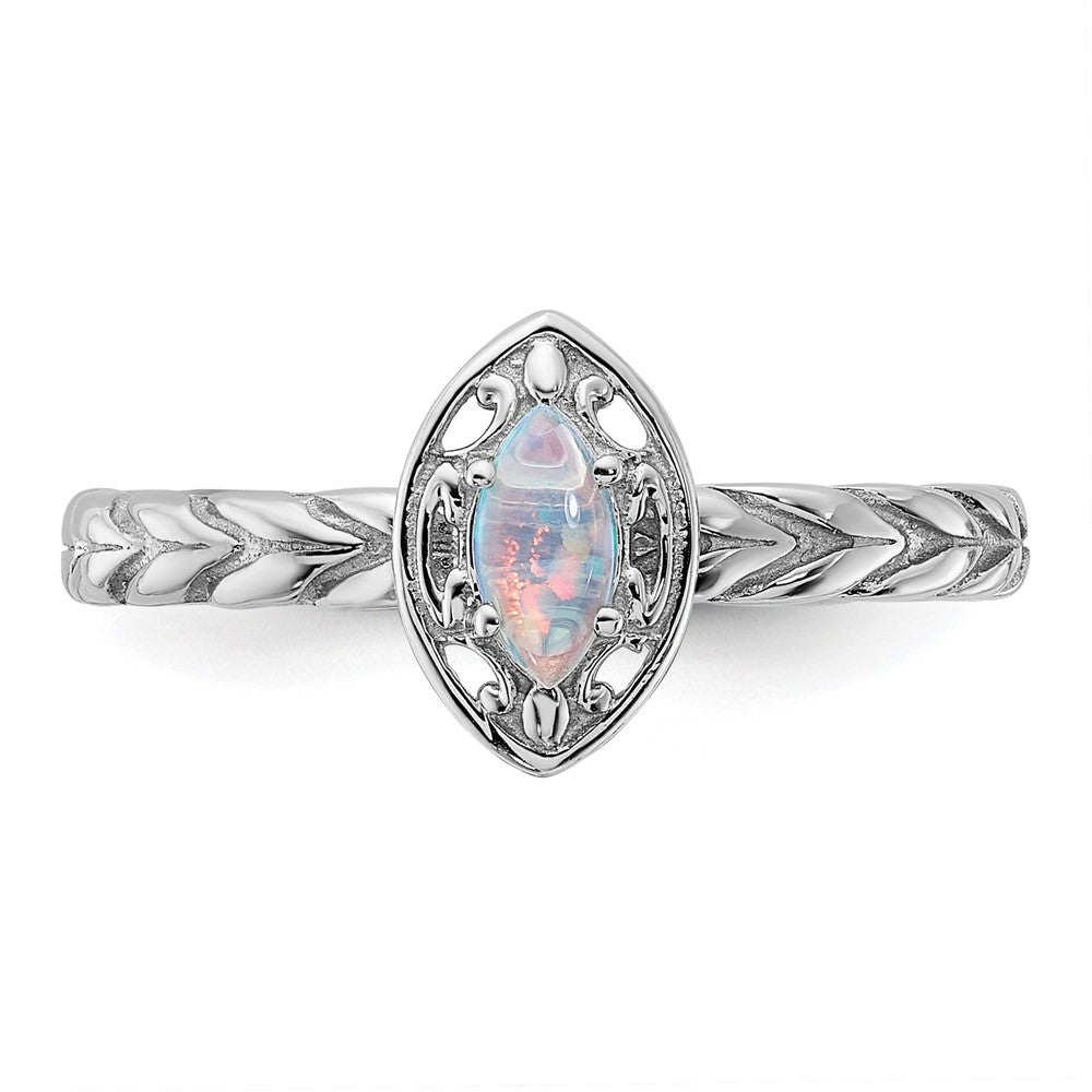 Sterling Silver Stackable Expressions Created Opal Ring