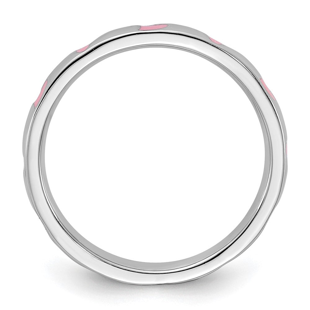 Sterling Silver Stackable Expressions Pink Enameled Ring