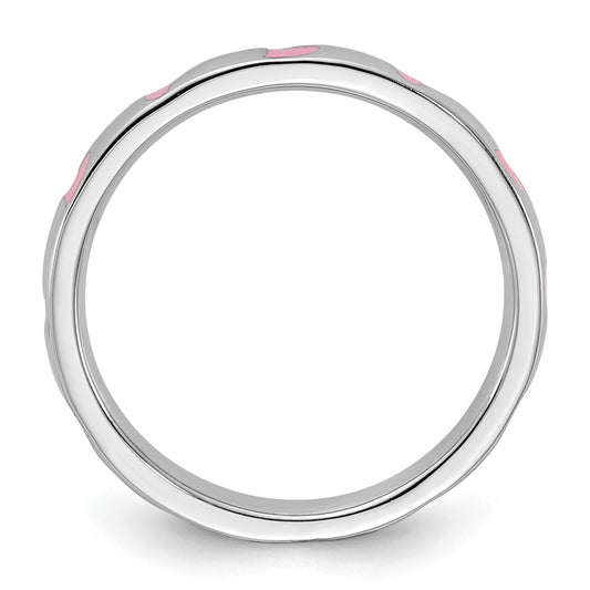 Sterling Silver Stackable Expressions Pink Enameled Ring