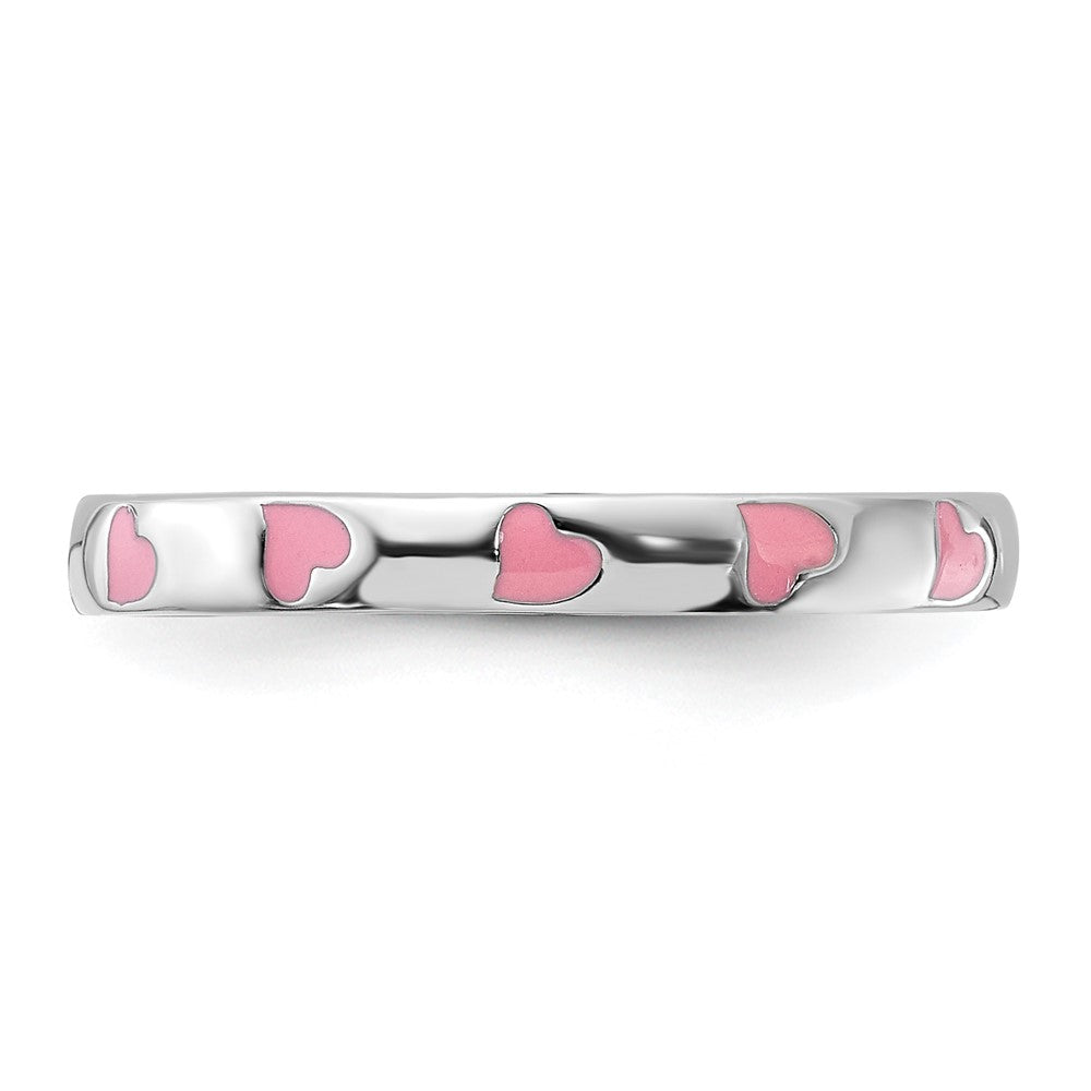 Sterling Silver Stackable Expressions Pink Enameled Ring