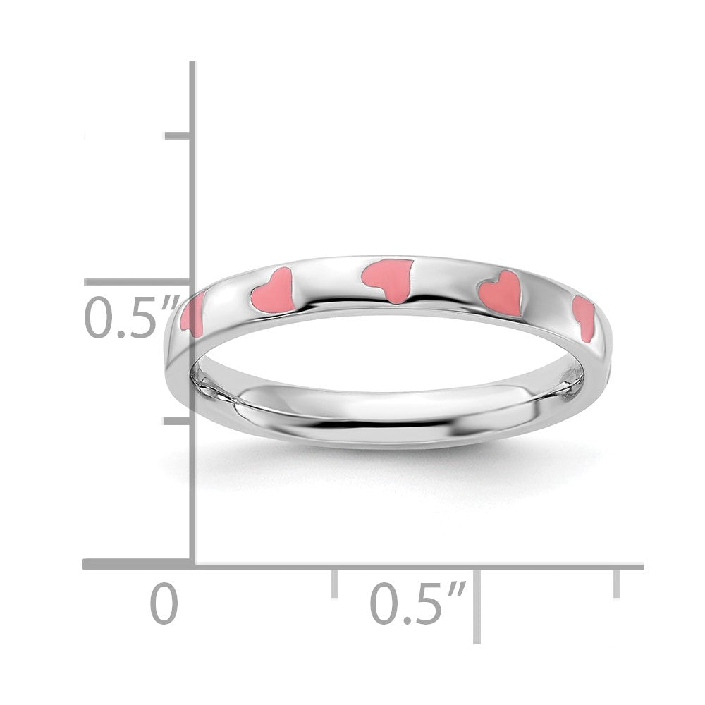 Sterling Silver Stackable Expressions Pink Enameled Ring