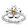 Sterling Silver Stackable Expressions Polished Citrine Flower Ring