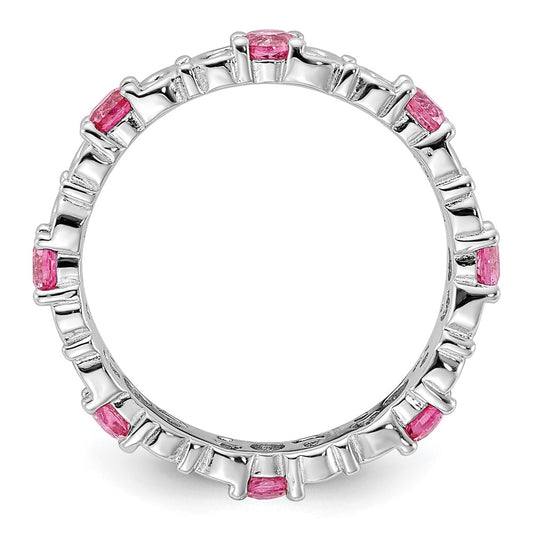 Sterling Silver Stackable Expressions Created Pink Sapphire Ring