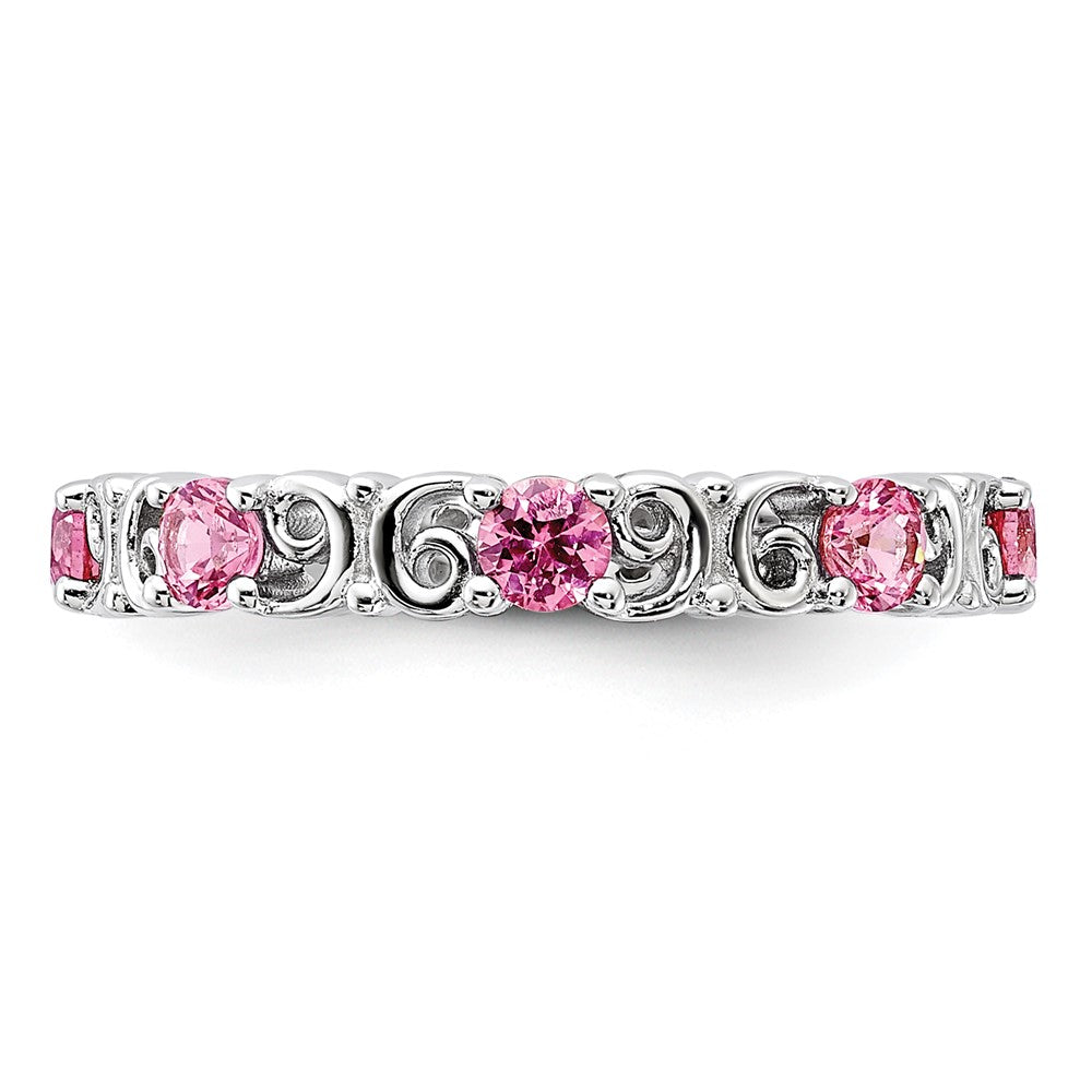 Sterling Silver Stackable Expressions Created Pink Sapphire Ring