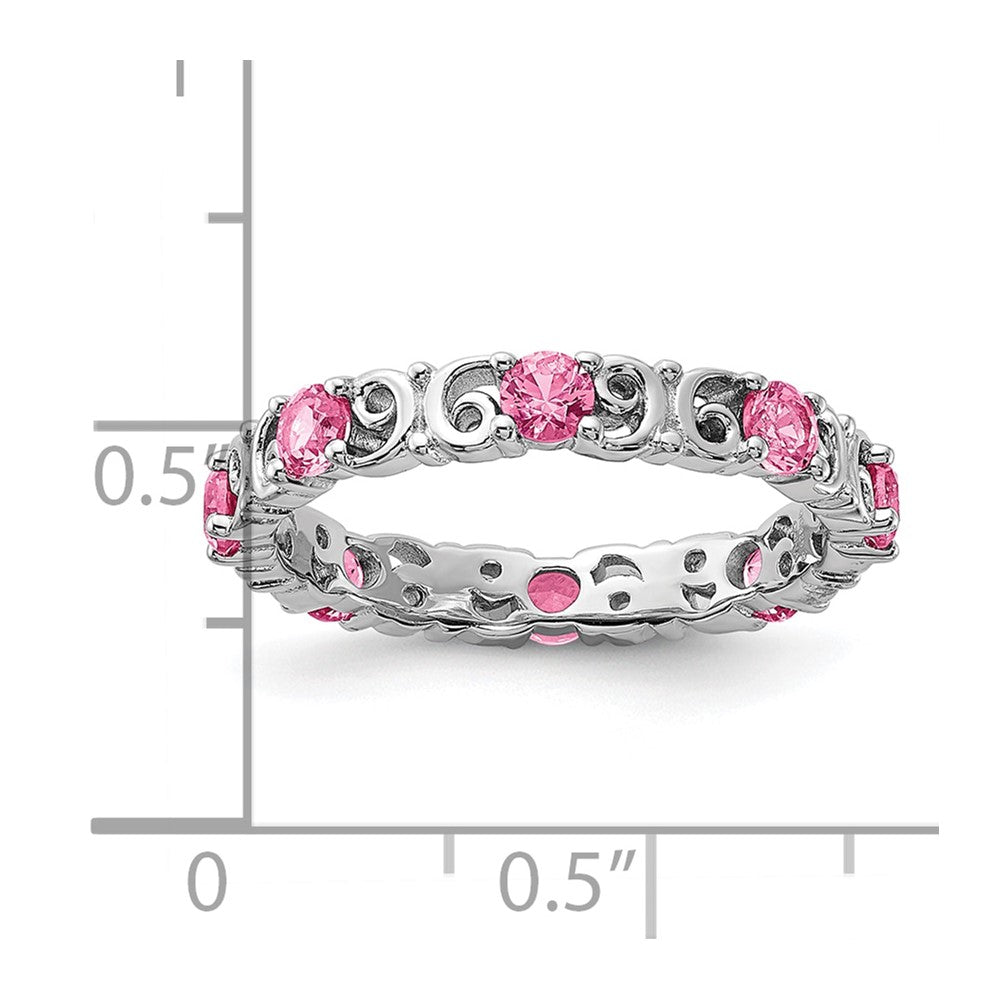 Sterling Silver Stackable Expressions Created Pink Sapphire Ring