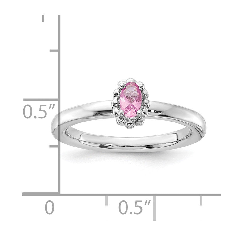 Sterling Silver Stackable Expressions Created Pink Sapphire Ring