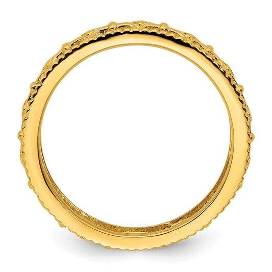 Sterling Silver Stackable Expressions Gold-plated Carved Band