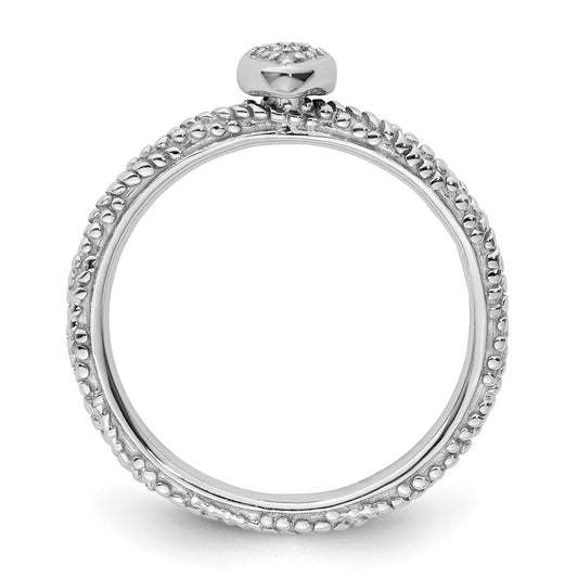 Sterling Silver Diamond Stackable Expressions Textured Heart Ring