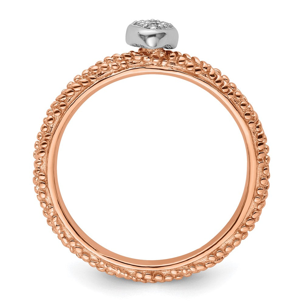 Sterling Silver Diamond Stackable Expressions Rose Gold Plated Heart Ring