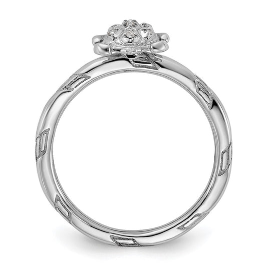 Sterling Silver Stackable Expressions Diamond Turtle Ring