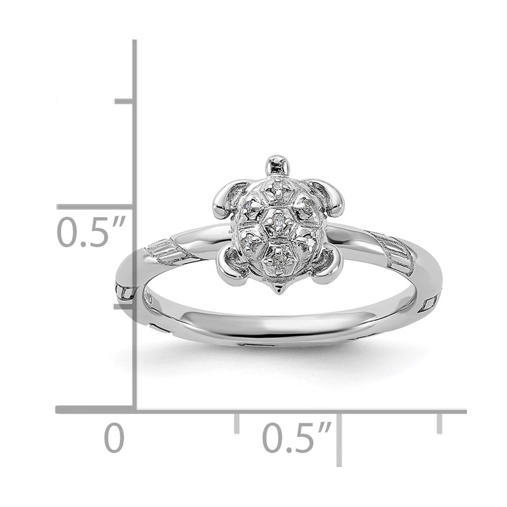Sterling Silver Stackable Expressions Diamond Turtle Ring