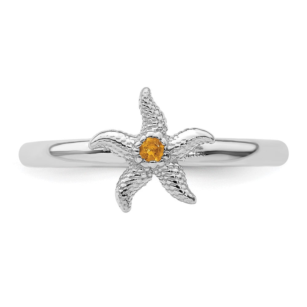 Sterling Silver Stackable Expressions Citrine Starfish Ring