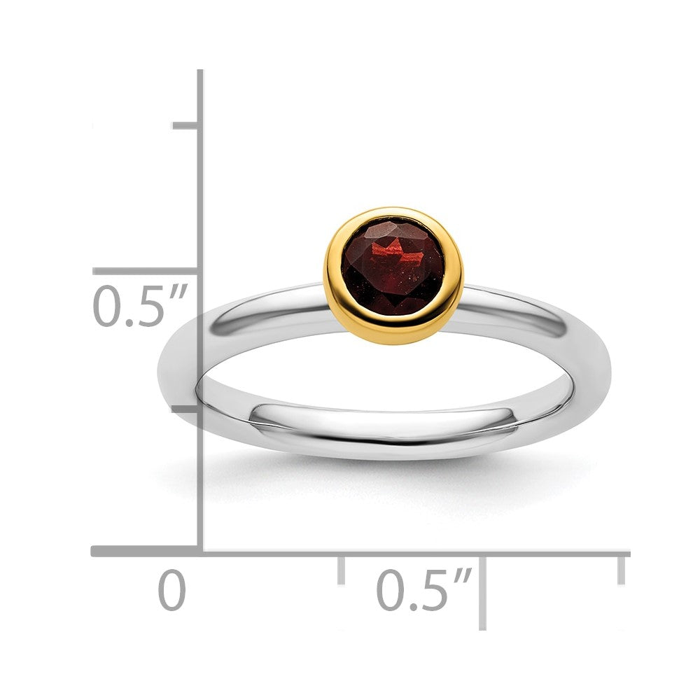 Sterling Silver Stackable Expressions w/Gold-plated Garnet Ring