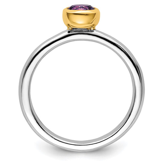 Sterling Silver Stackable Expressions w/Gold-plated Amethyst Ring