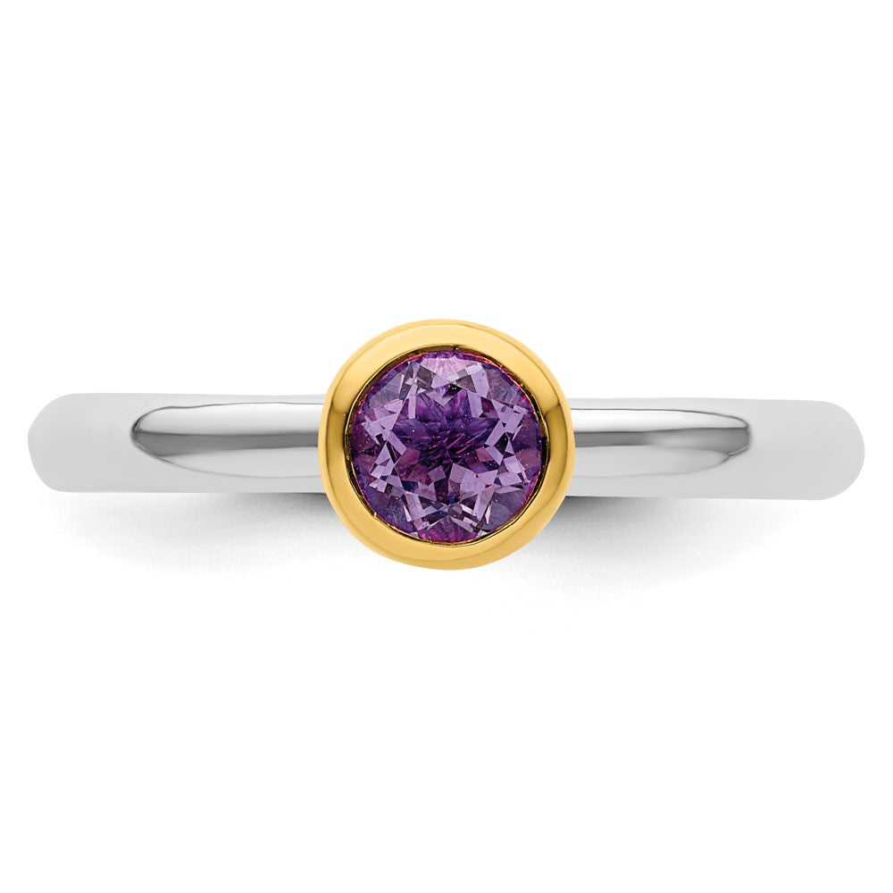 Sterling Silver Stackable Expressions w/Gold-plated Amethyst Ring