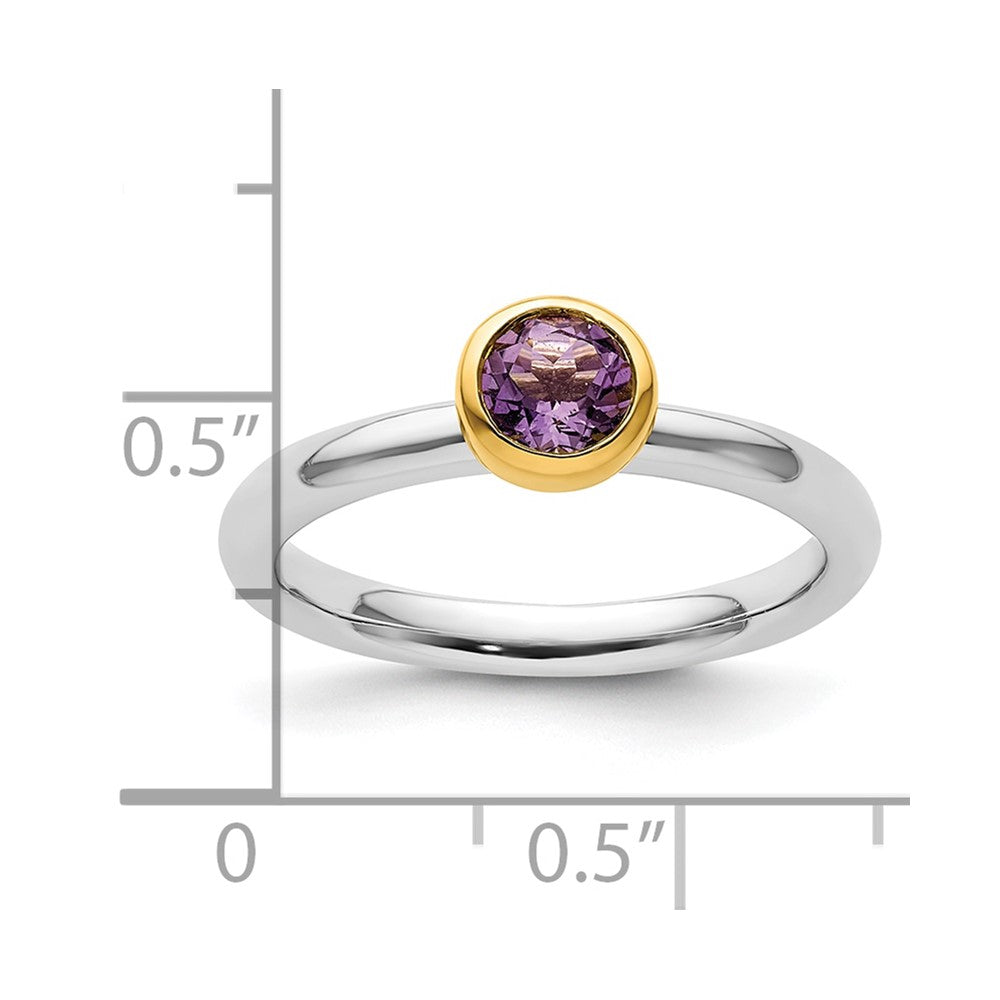 Sterling Silver Stackable Expressions w/Gold-plated Amethyst Ring