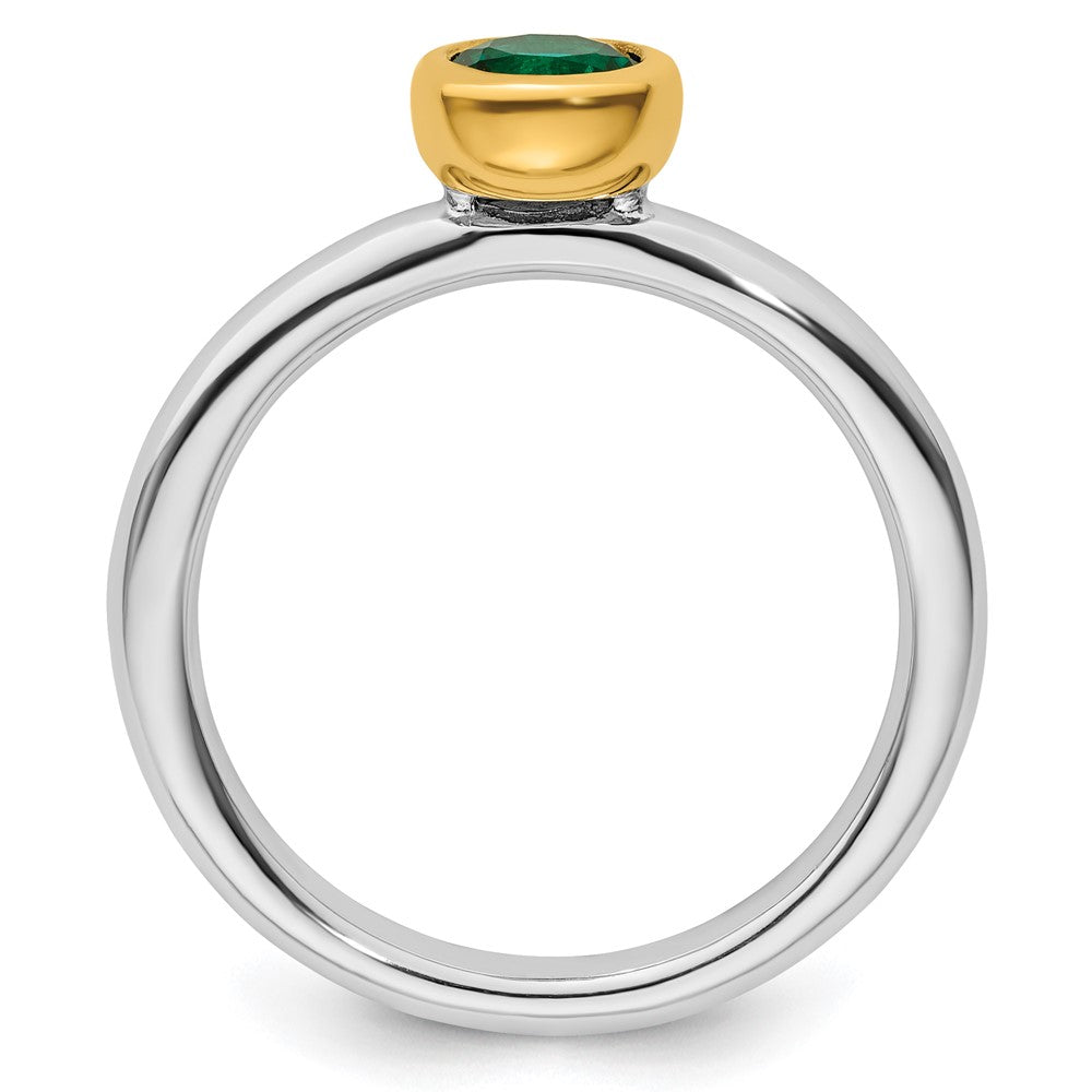 Sterling Silver Stackable Expressions w/Gold-plate Cr. Emerald Ring
