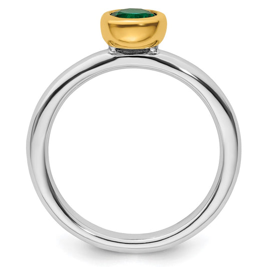 Sterling Silver Stackable Expressions w/Gold-plate Cr. Emerald Ring