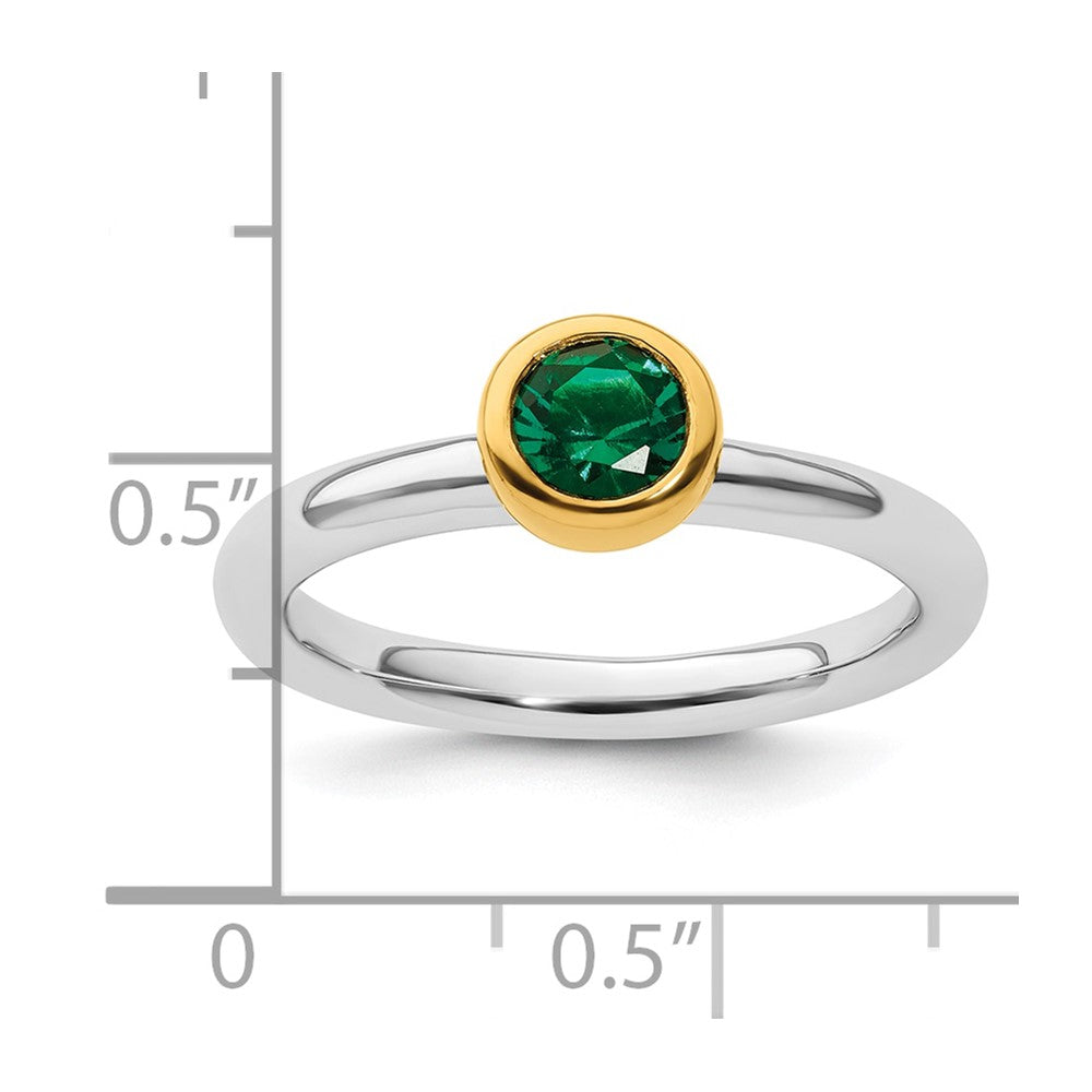 Sterling Silver Stackable Expressions w/Gold-plate Cr. Emerald Ring