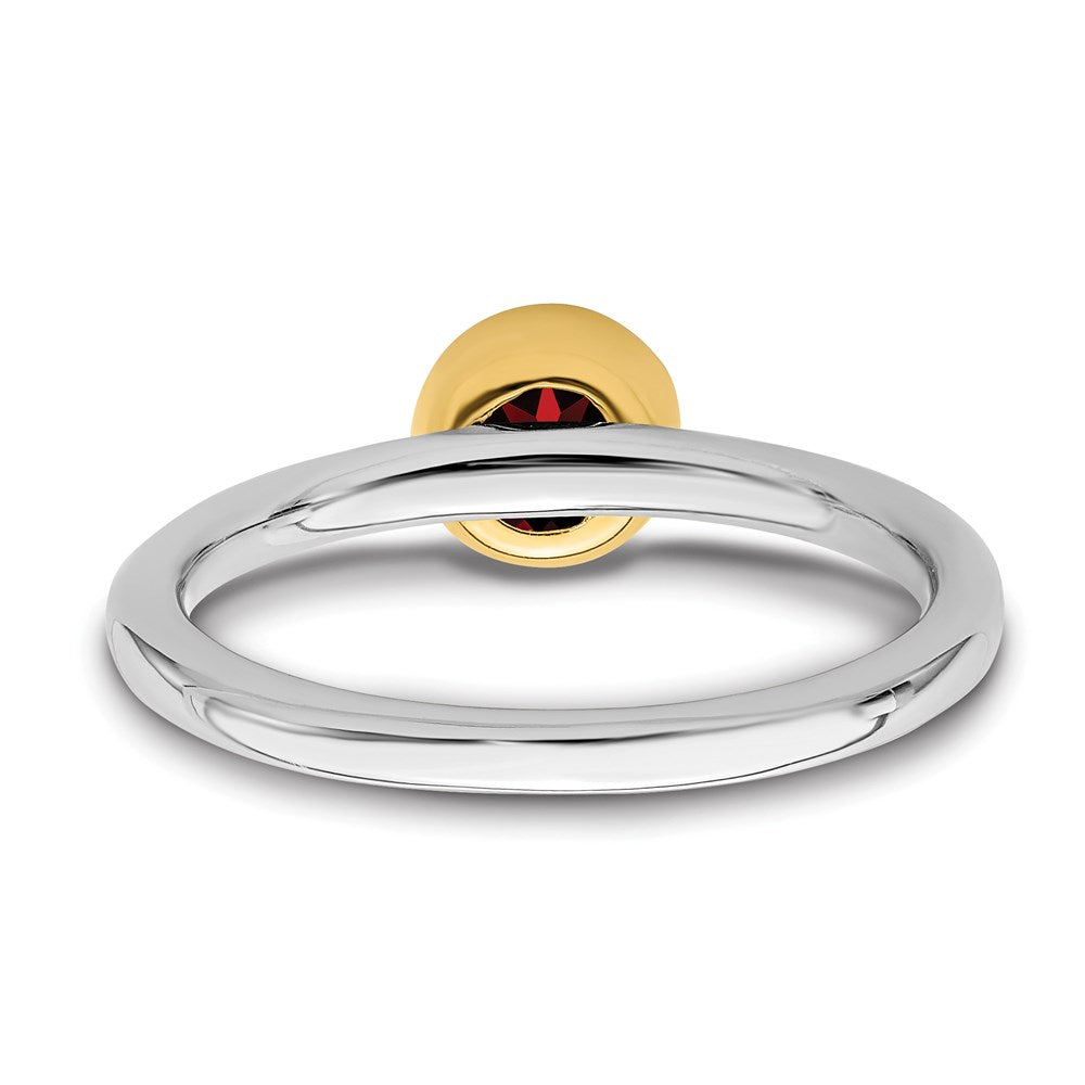 Sterling Silver Stackable Expressions w/Gold-plated Rhod. Garnet Ring