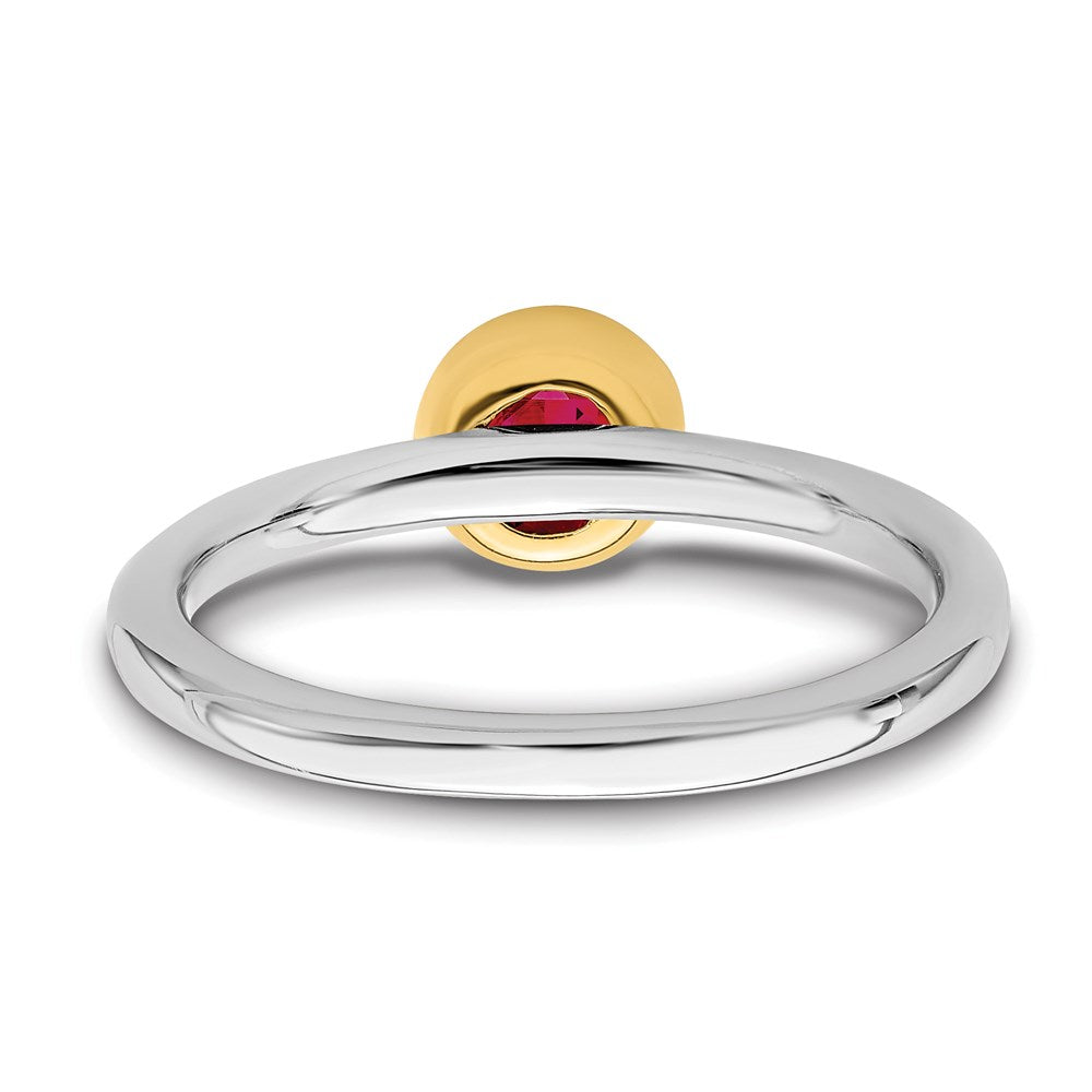 Sterling Silver Stackable Expressions w/Gold-plate Cr. Ruby Ring