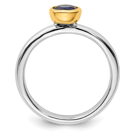 Sterling Silver Stackable Expressions w/Gold-plated Cr. Sapphire Ring
