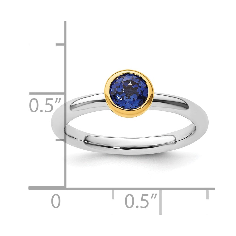 Sterling Silver Stackable Expressions w/Gold-plated Cr. Sapphire Ring