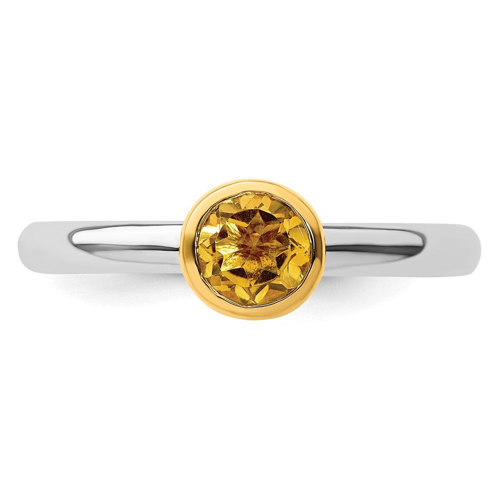 Sterling Silver Stackable Expressions w/Gold-plate Citrine Ring