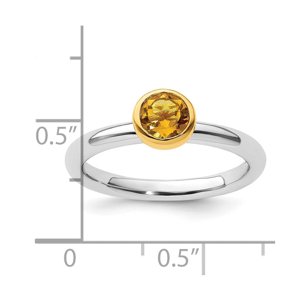 Sterling Silver Stackable Expressions w/Gold-plate Citrine Ring