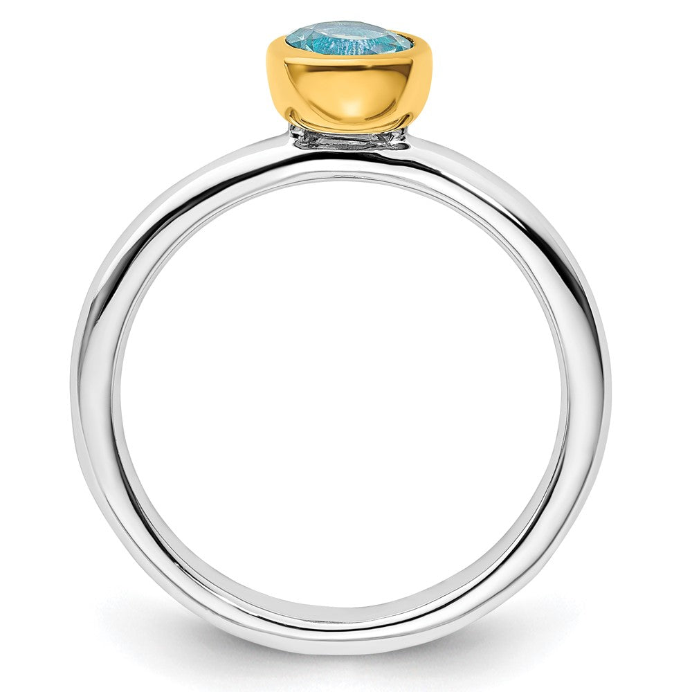 Sterling Silver Stackable Expressions w/Gold-plated Blue Topaz Ring