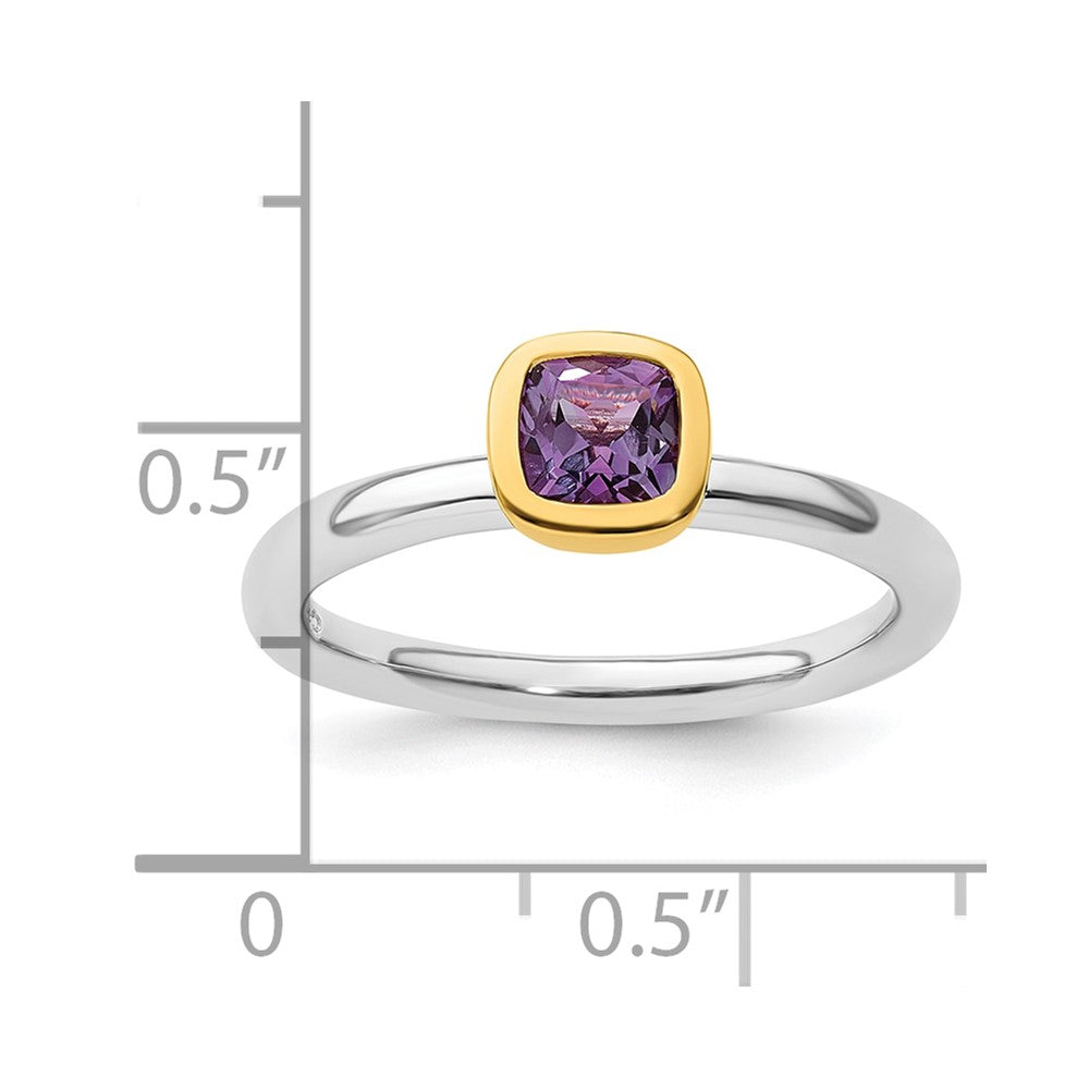 Sterling Silver Stackable Expressions w/Gold-plated Amethyst Ring