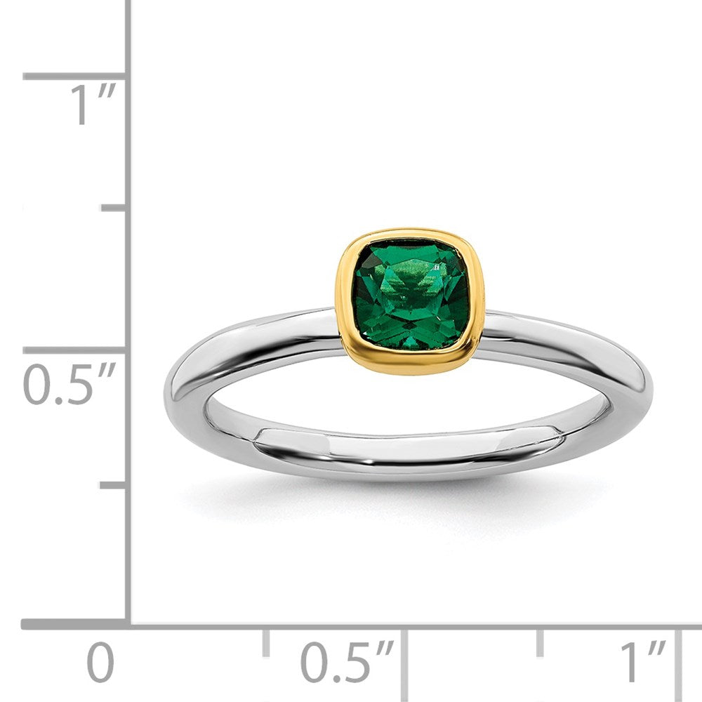 Sterling Silver Stackable Expressions w/Gold-plated Cr. Emerald Ring