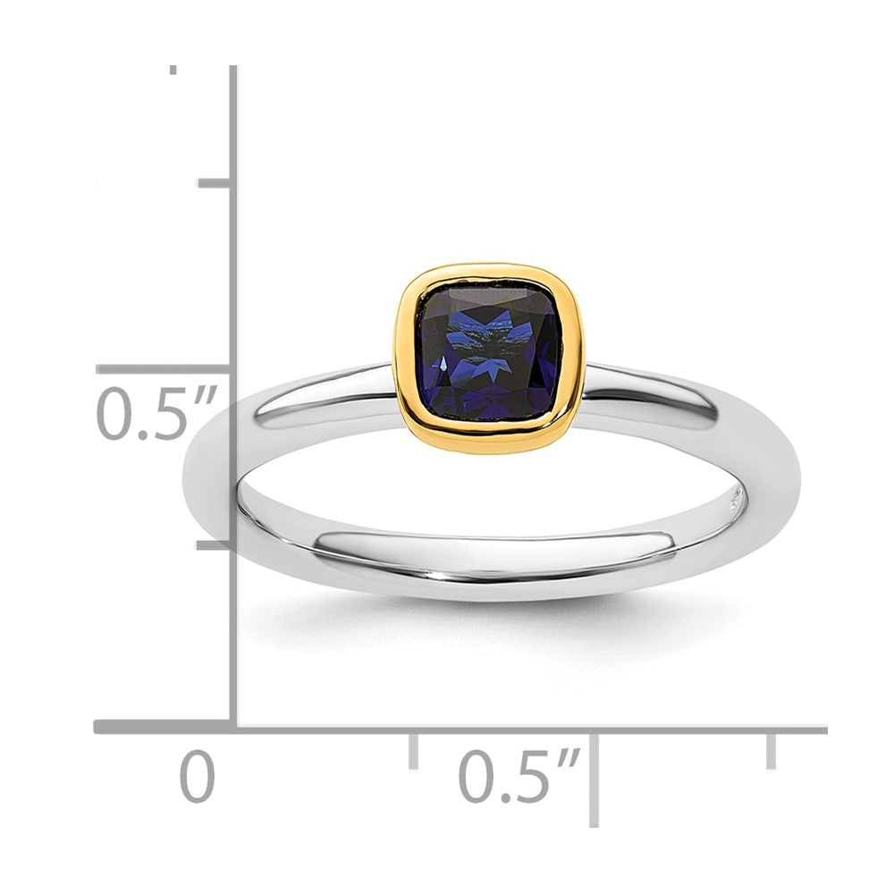 Sterling Silver Stackable Expressions w/Gold-plate Cr. Sapphire Ring
