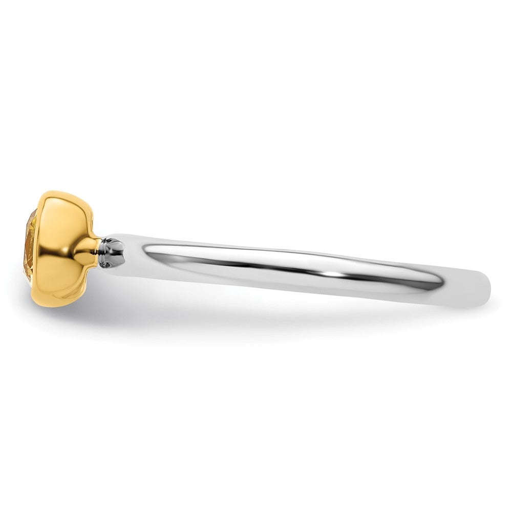 Sterling Silver Stackable Expressions w/Gold-plated Citrine Ring