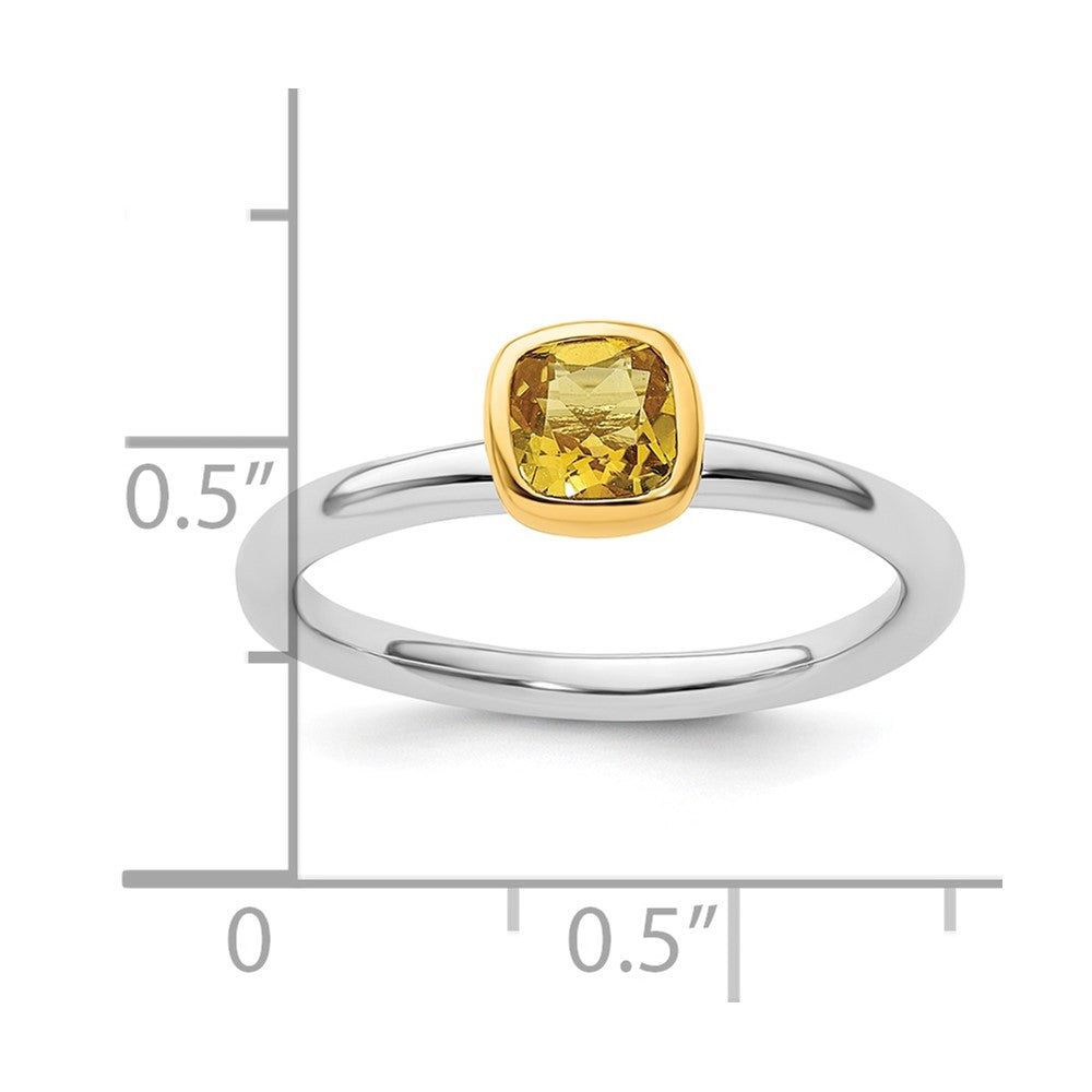 Sterling Silver Stackable Expressions w/Gold-plated Citrine Ring