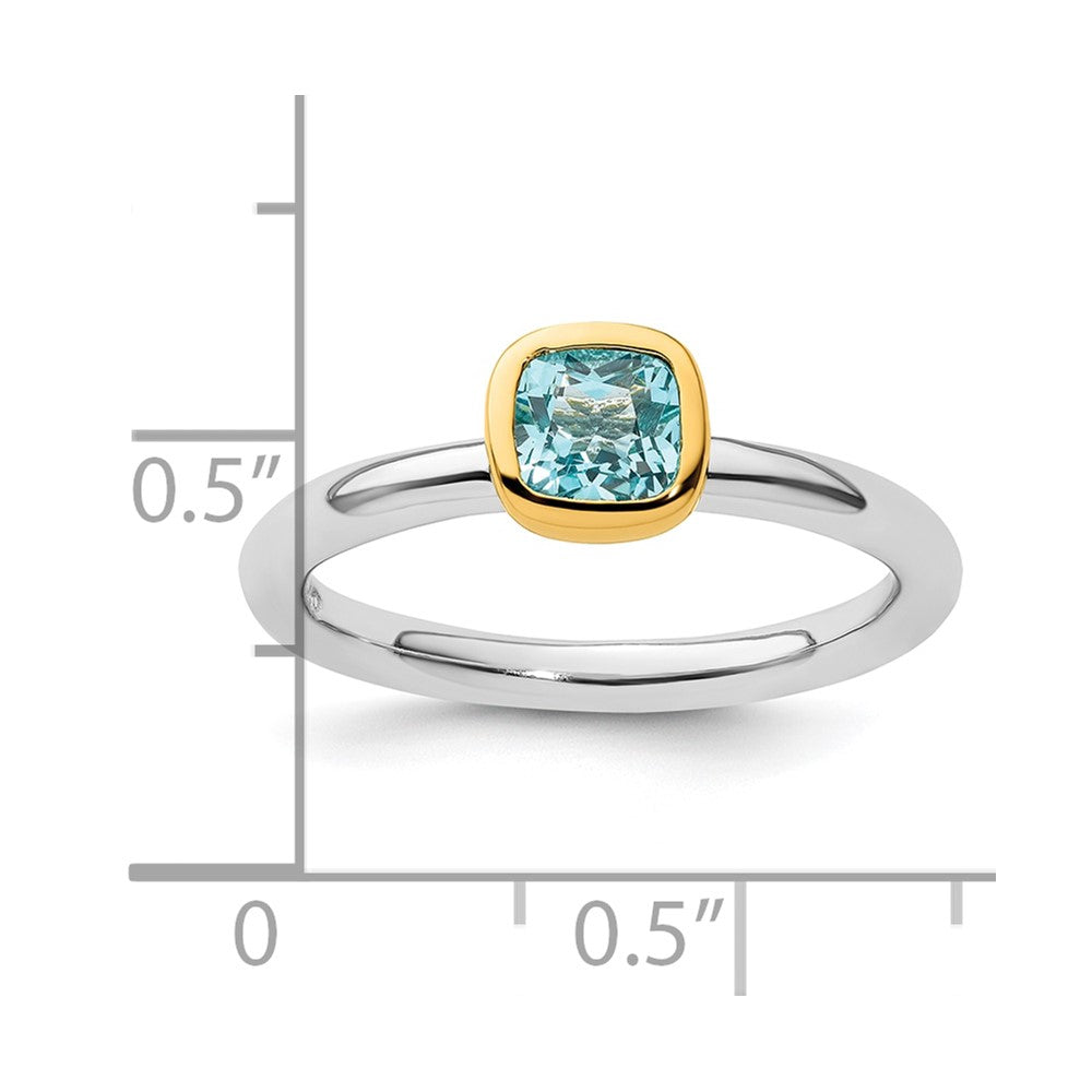 Sterling Silver Stackable Expressions w/Gold-plated Blue Topaz Ring